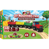 Old MacDonald's Farm Tractor Train Play Set -- 8 Wood Play Pieces, 10 Wooden Track Sections-1