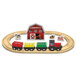 Old MacDonald's Farm Tractor Train Play Set -- 8 Wood Play Pieces, 10 Wooden Track Sections-2