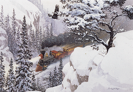 Christmas Card pkg(10) -- Steam Train and Eagle