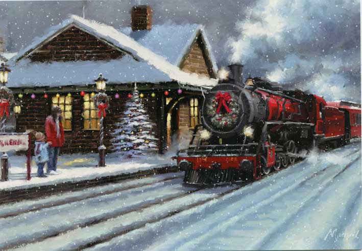 Christmas Train Station Christmas Cards -- pkg(10)