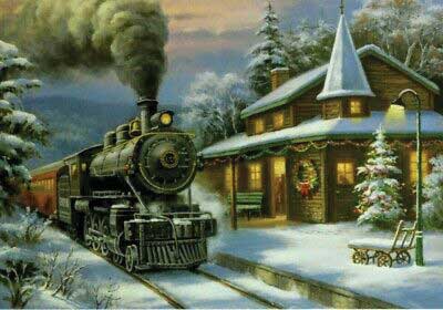 Christmas Cards pkg(10) -- Train at Station