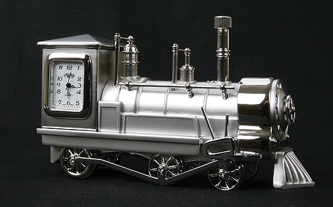 Silver Steam Engine Clock