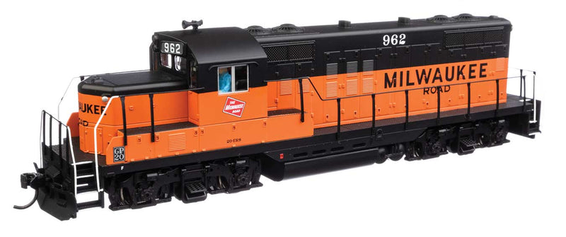 EMD GP9 Phase II with Chopped Nose - Standard DC -- Milwaukee Road #962 (orange, black; rebuild w/GP20 ID plate)-1