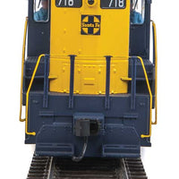 EMD GP9 Phase II with High Hood - Standard DC -- Santa Fe #718 (blue, yellow)