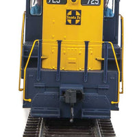 EMD GP9 Phase II with High Hood - Standard DC -- Santa Fe #725 (blue, yellow)