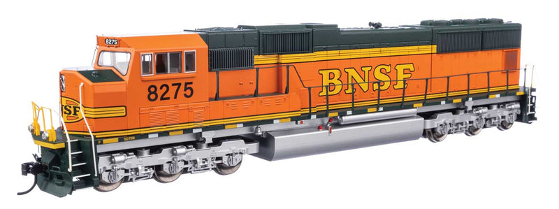 EMD SD75M - Standard DC -- BNSF Railway #8275 (orange, black, green, silver, Heritage II)-1