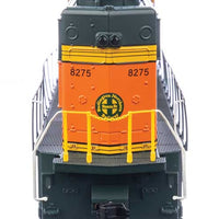 EMD SD75M - Standard DC -- BNSF Railway #8275 (orange, black, green, silver, Heritage II)