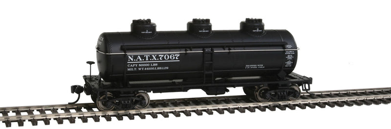 36' 3-Dome Tank Car - Ready to Run -- North American NATX #7067 (black)-1