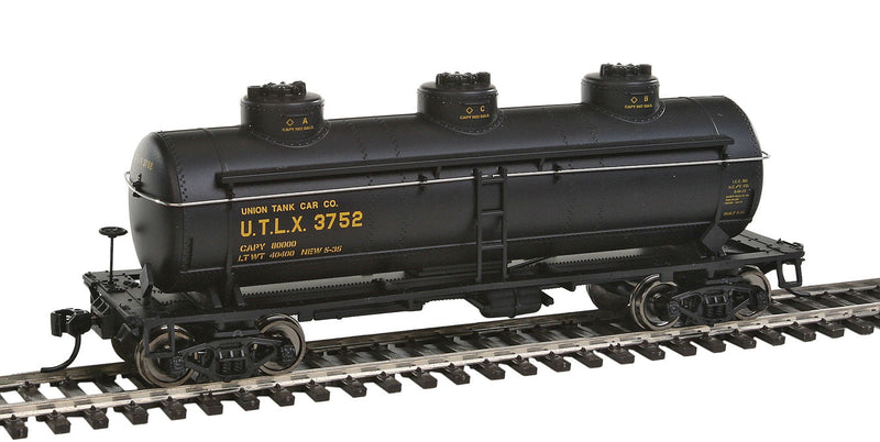 36' 3-Dome Tank Car - Ready to Run -- Union Tank Line #3752 (black)-1