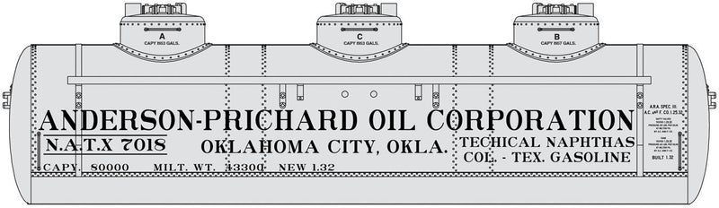 36' 3-Dome Tank Car - Ready to Run -- Prichard Oil NATX #7018 (gray)