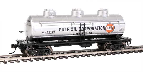36' 3-Dome Tank Car - Ready to Run -- Gulf Oil #64-1