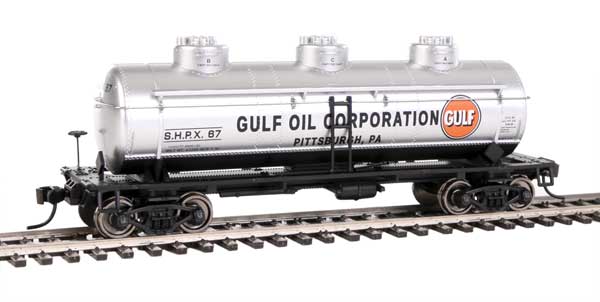 36' 3-Dome Tank Car - Ready to Run -- Gulf Oil #67-1