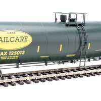 Trinity 25,000-Gallon Tank Car - Ready to Run -- Dana Transportation DNAX #125013 (black, yellow stripes & Railcare logo)