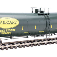 Trinity 25,000-Gallon Tank Car - Ready to Run -- Dana Transportation DNAX #125032 (black, yellow stripes & Railcare logo)