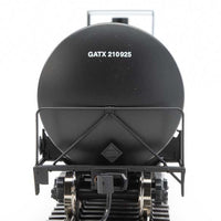 Trinity 25,000-Gallon Tank Car - Ready to Run -- GATX Corporation GATX #210925 (black, white, yellow conspicuity stripes)