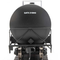 Trinity 25,000-Gallon Tank Car - Ready to Run -- GATX Corporation GATX #210943 (black, white, yellow conspicuity stripes)