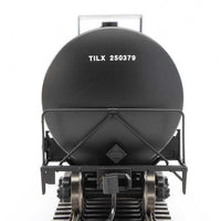Trinity 25,000-Gallon Tank Car - Ready to Run -- Trinity Industries Leasing TILX #250379 (black, white, yellow stripes)