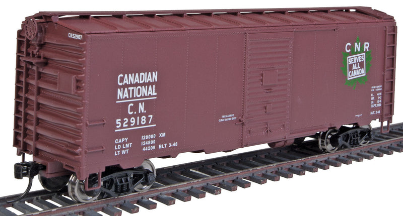 40' AAR 1944 Boxcar - Ready to Run -- Canadian National #529187 (Boxcar Red, green; Tilted Maple Leaf Logo)-1