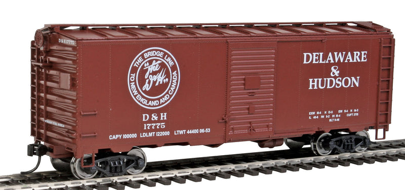 40' AAR 1944 Boxcar - Ready to Run -- Delaware & Hudson #17775 (Boxcar Red, The Bridge Line Logo)-1