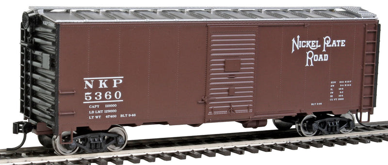 40' AAR 1944 Boxcar - Ready to Run -- Nickel Plate Road #5360 (Boxcar Red, silver, black)-1