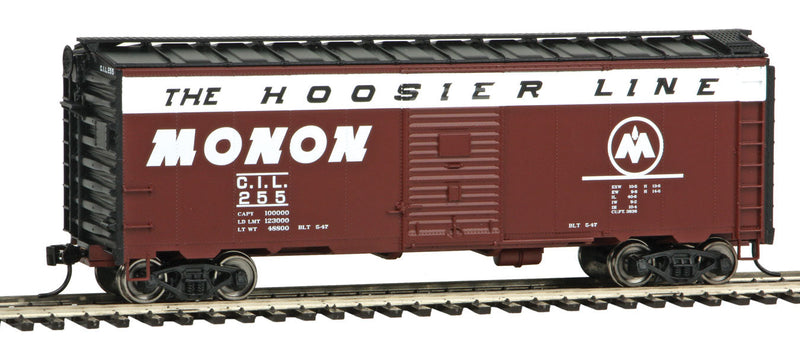 40' AAR 1944 Boxcar - Ready to Run -- Monon #255 (Boxcar Red, white, black, The Hoosier Line Slogan)-1