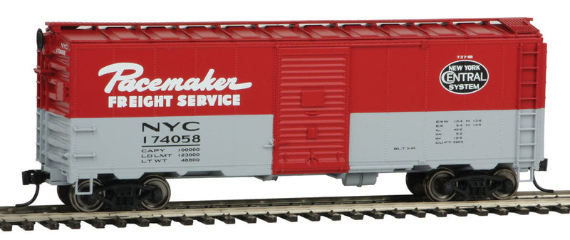40' AAR 1944 Boxcar - Ready to Run -- New York Central #174058 (Pacemaker Scheme, gray, red)-1