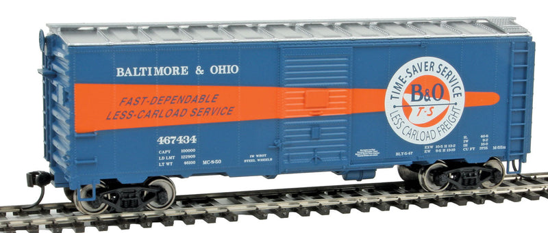 40' AAR 1944 Boxcar - Ready to Run -- Baltimore & Ohio #467434 (LCL Scheme; blue, orange)-1