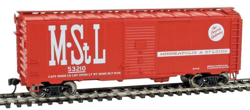 40' AAR 1944 Boxcar - Ready to Run -- Minneapolis & St. Louis #53210 (red, white; Billboard M&St.L, Peoria Gateway-1