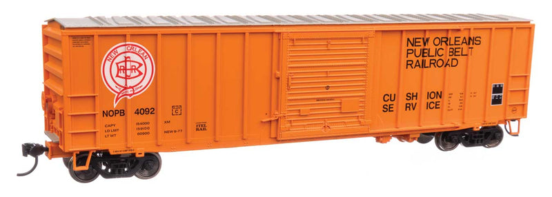 50' ACF Exterior Post Boxcar - Ready to Run -- New Orleans Public Belt Railroad #4092 (orange, black, red, white)-1