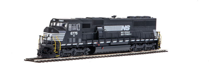 EMD SD60M w/2-Piece Windshield - ESU(R) Sound and DCC -- Norfolk Southern #6775 (black, white; Original Logo, Angled Sill Stripes)-1