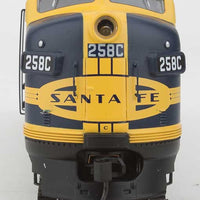 EMD F7A w/SoundTraxx(R) Sound & DCC -- Santa Fe #258C (blue, yellow; Cigar Band Logo)
