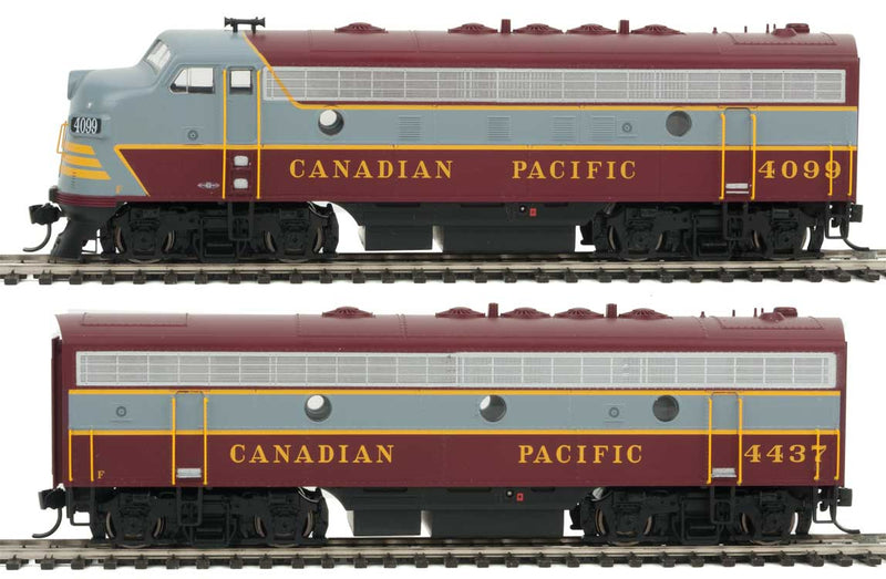 EMD F7A-B Set w/SoundTraxx(R) Sound & DCC -- Canadian Pacific #4099, 4437 (maroon, gray, yellow)-1