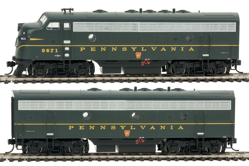 EMD F7A-B Set w/SoundTraxx(R) Sound & DCC -- Pennsylvania Railroad #9671, 9671B (Brunswick Green, Single Stripe)-1