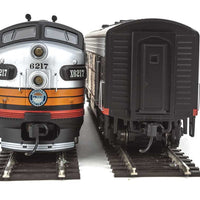 EMD F7A-B Set w/SoundTraxx(R) Sound & DCC -- Southern Pacific(TM) #6217, 8299 (Black Widow; black, silver, orange, red)