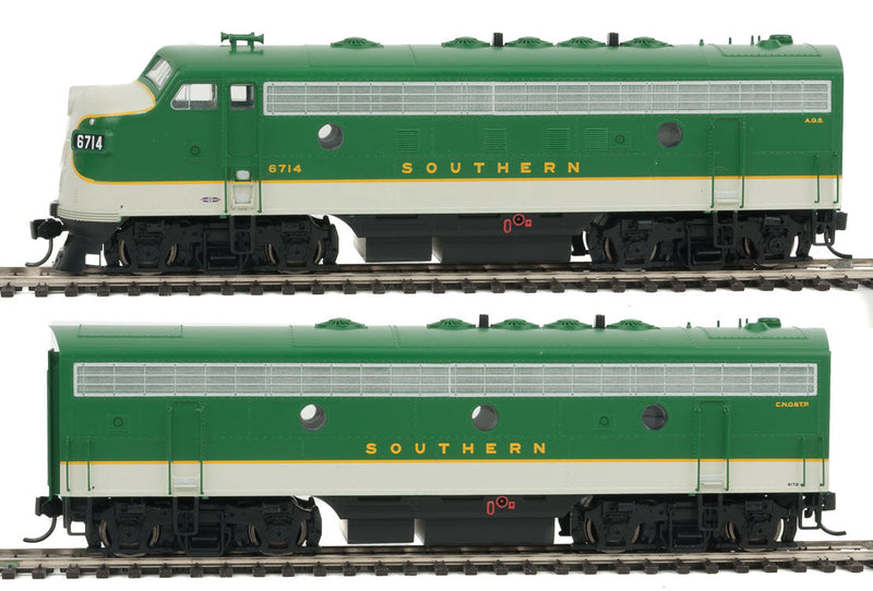 EMD F7A-B Set w/SoundTraxx(R) Sound & DCC -- Southern Railway #6715, 6172 (green, Imitation Aluminum, gold)-1