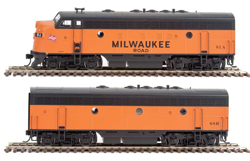 EMD F7 A-B Set - ESU Sound and DCC -- Milwaukee Road #81A, 68B (orange, black; Full Roadname on A-Unit)-1