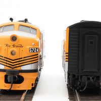 EMD F7 A-B Set - ESU Sound and DCC -- Denver & Rio Grande Western(TM) #5724, #5712 (Grande Gold, silver, black)