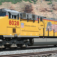 GE Evolution Series GEVO Locomotive - SoundTraxx(R) Sound & DCC -- Unio Pacific(R) #7484 (ES44AH; yellow, gray; United States Flag)