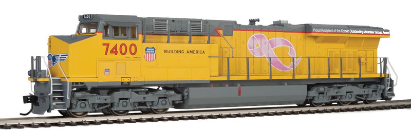 GE Evolution Series GEVO - ESU(R) Sound and DCC -- Union Pacific(R) #7400 (ES44AH; yellow, gray; Pink Breast Cancer Awareness)-1