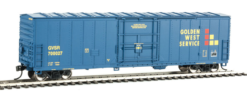 50' FGE Insulated Boxcar - Ready to Run -- Golden West Service #700027 (blue, yellow, red)-1
