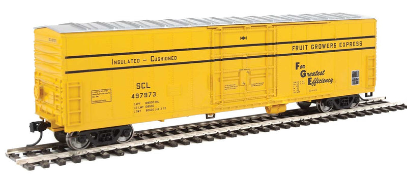 50' FGE Insulated Boxcar - Ready to Run -- Seaboard Coast Line #497973 (FGE Scheme; yellow, Black Stripes)-1