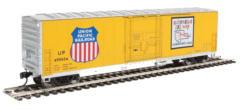 50' FGE Insulated Boxcar - Ready to Run -- Union Pacific(R) #490604 (Armour Yellow; Large Shield, Automated Railway Log-1
