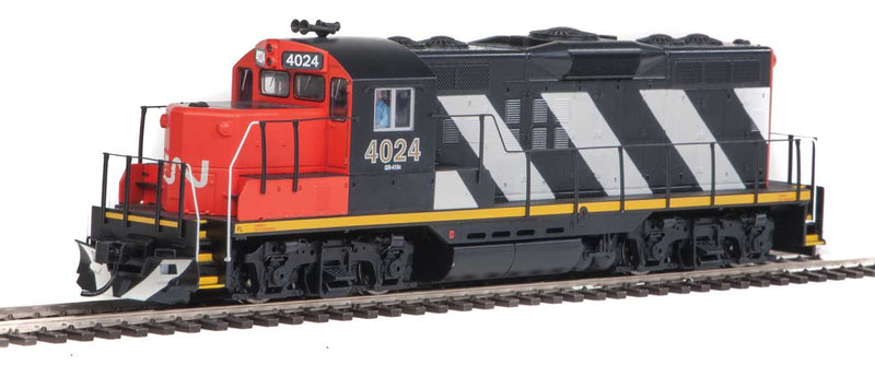 EMD GP9 Phase II with Chopped Nose - ESU(R) Sound and DCC -- Canadian National #4024 (red, black; Large White Stripes, Yellow Sill Stripe-1