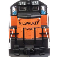EMD GP9 Phase II with Chopped Nose - ESU(R) Sound and DCC -- Milwaukee Road #973 (orange, black; rebuild w/GP20 ID plate)
