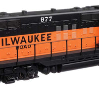 EMD GP9 Phase II with Chopped Nose - ESU(R) Sound and DCC -- Milwaukee Road #977 (orange, black; rebuild w/GP20 ID plates)