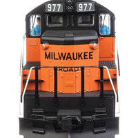 EMD GP9 Phase II with Chopped Nose - ESU(R) Sound and DCC -- Milwaukee Road #977 (orange, black; rebuild w/GP20 ID plates)