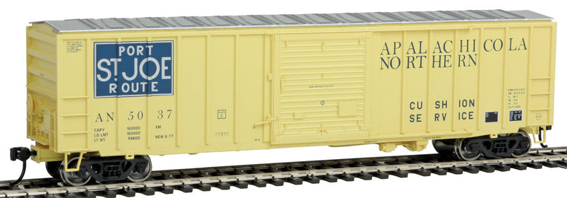 50' ACF Exterior Post Boxcar - Ready to Run -- Apalachicola Northern #5037 (yellow, blue; Port St. Joe Logo)-1