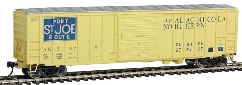 50' ACF Exterior Post Boxcar - Ready to Run -- Apalachicola Northern #5182 (yellow, blue; Port St. Joe Logo)-1