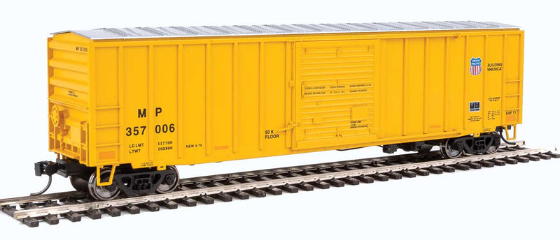 50' ACF Exterior-Post Boxcar - Ready to Run -- Missouri Pacific (TM)/Union Pacific(R) #357006 (Armour Yellow)-1