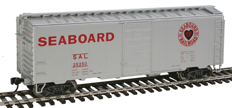 40' PS-1 Boxcar - Ready to Run -- Seaboard Air Line #25250 (silver, red; Heart of the South Logo)-1